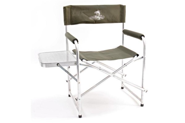Кресло складное Кедр алюминий со столик. 56х57х47 см, высота  83 см. Труба алюминий 22х1,2 мм. AKS-06