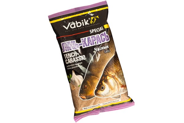 Прикормка Vabik Special Tench-Carassio Garlic "Лінь-Карась Часнык" (светло-коричневая) 1кг